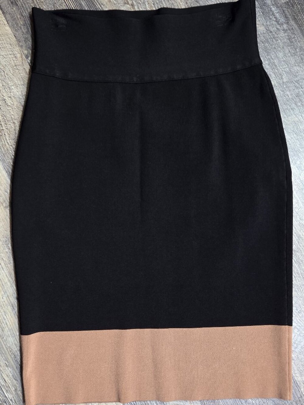 Express Bandage Pencil Skirt Black & Tan Sz Med